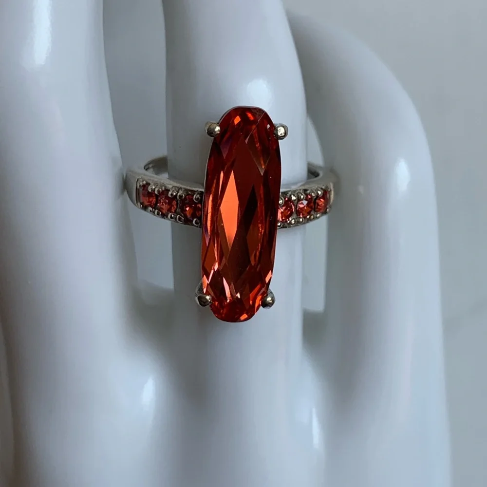 SWAROVSKI Padparasha Crystal Ring. Size 8